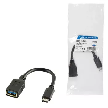 USB Cable LogiLink USB C - USB A 0.15m CU0098 Black