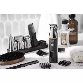 Electric grooming kit Adler AD 2946 — cordless 5-in-1 men’s trimmer, 4 length steps, 60 min runtime, black/stainless steel
