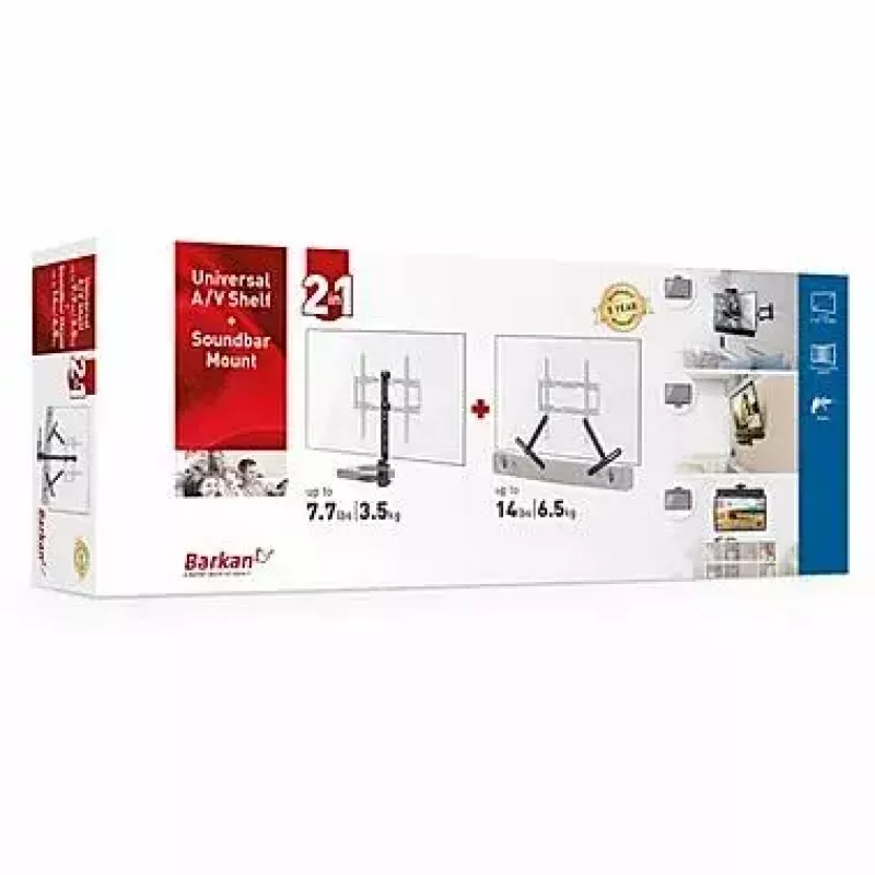 AV equipment shelf Barkan E850, 1 shelf, black, 565 mm height, 6.5 kg capacity