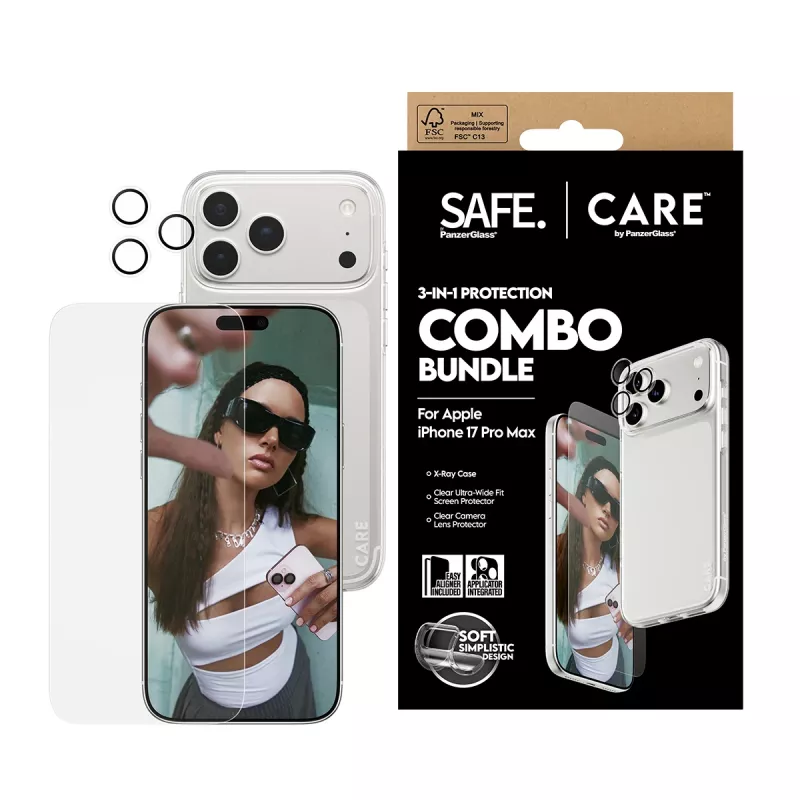Screen protector, case and camera lens protector combo PanzerGlass for iPhone 17 Pro Max CR60725