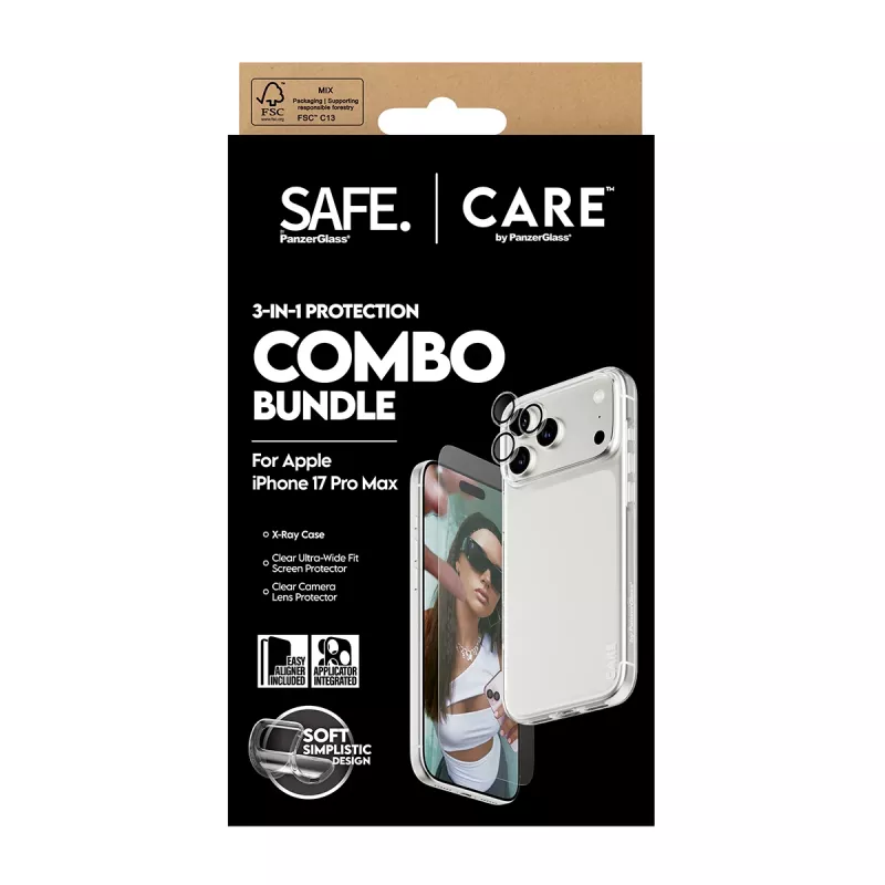 Screen protector, case and camera lens protector combo PanzerGlass for iPhone 17 Pro Max CR60725