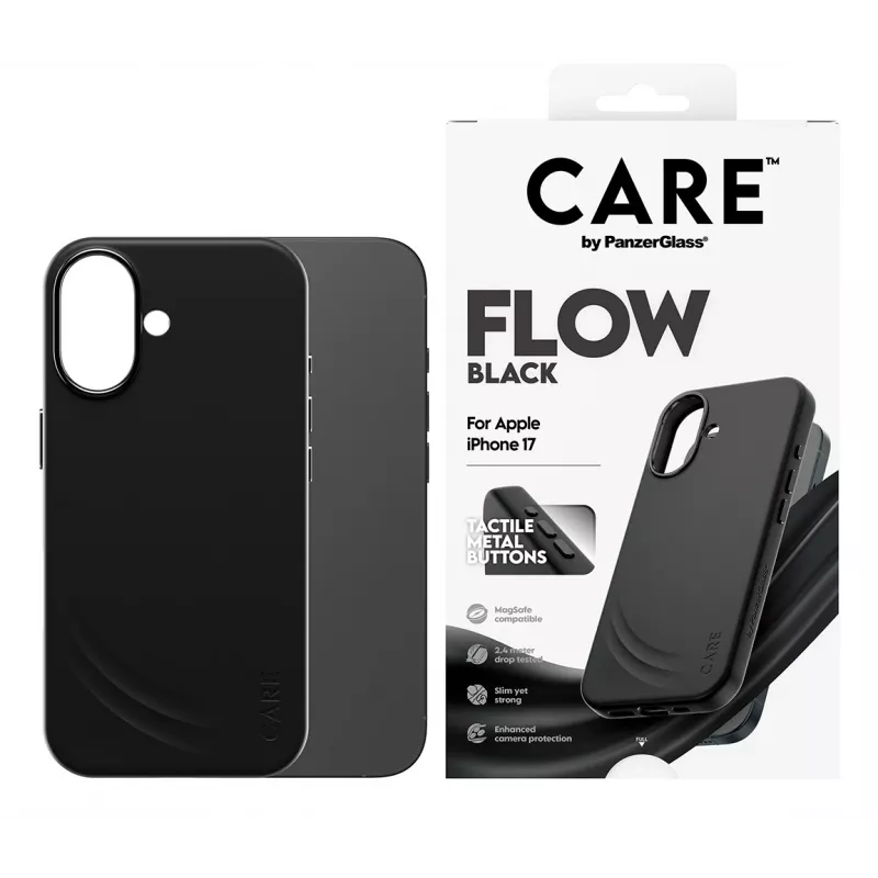 Protective cover PanzerGlass CARE Feature FLOW Case Black with MagSafe for iPhone 17