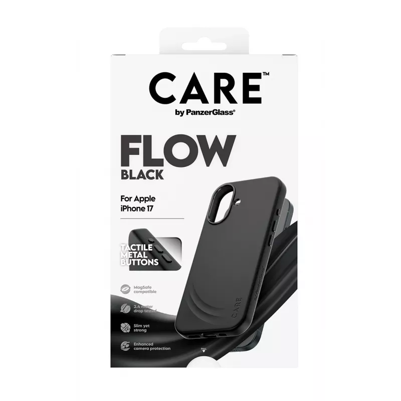 Protective cover PanzerGlass CARE Feature FLOW Case Black with MagSafe for iPhone 17