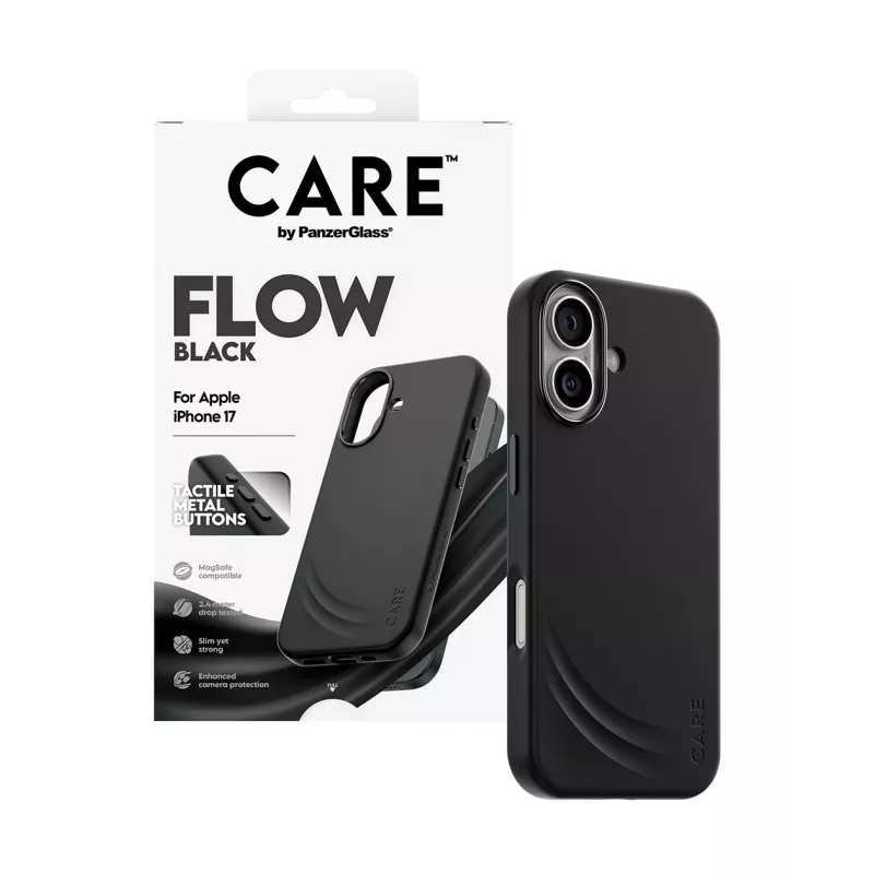 Protective cover PanzerGlass CARE Feature FLOW Case Black with MagSafe for iPhone 17