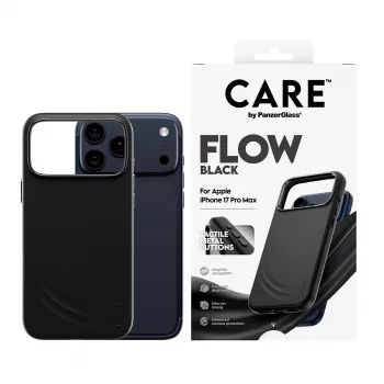 Protective phone case PanzerGlass CARE by Feature FLOW for iPhone 17 Pro Max, cover, black, MagSafe compatible