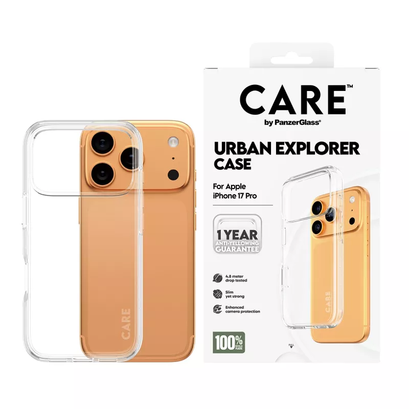 Protective cover case PanzerGlass CARE by Flagship Case Transparent Urban Explorer with clear frame for iPhone 17 Pro