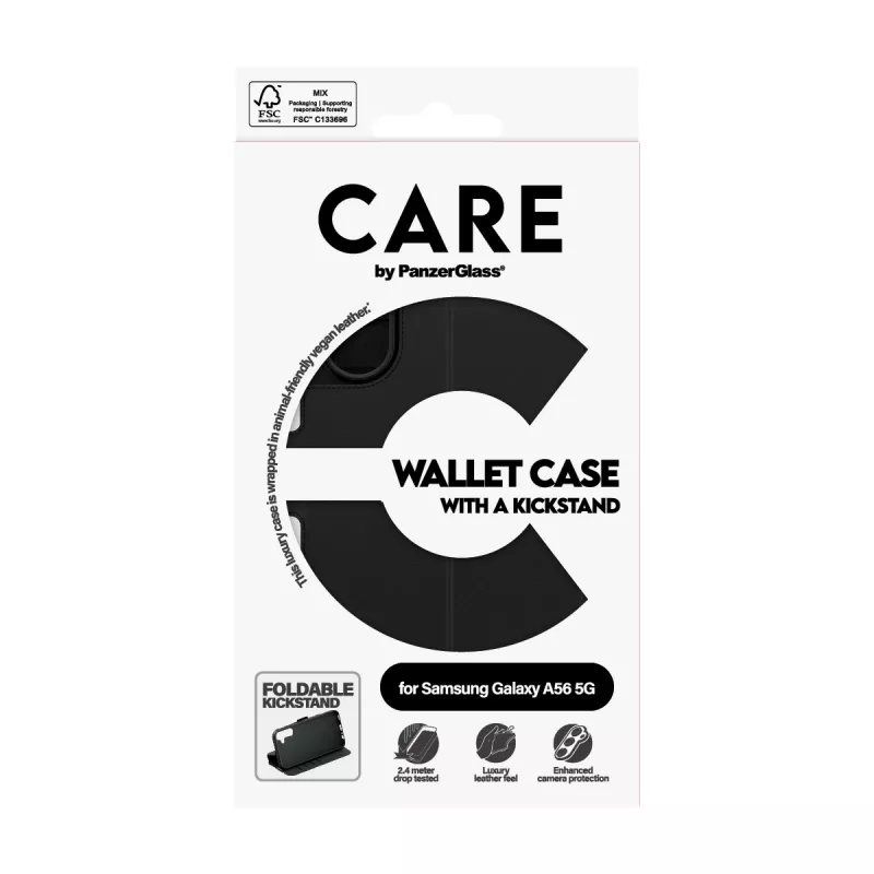 Wallet Case PanzerGlass Samsung Galaxy A56 5G Black with Kickstand