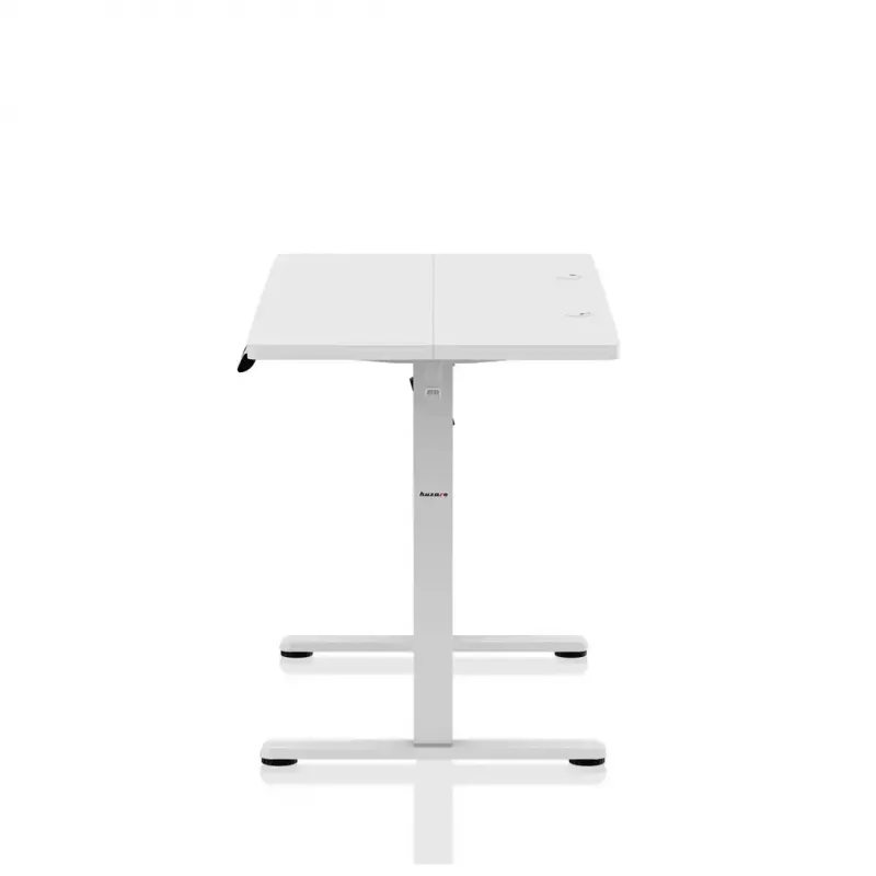 Gaming desk huzaro Hero 8.1 — white electric height-adjustable desk 120×60 cm, 720–1180 mm, 50 kg capacity, cable management