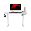 Gaming desk huzaro Hero 8.1 — white electric height-adjustable desk 120×60 cm, 720–1180 mm, 50 kg capacity, cable management
