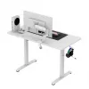 Gaming desk huzaro Hero 8.1 — white electric height-adjustable desk 120×60 cm, 720–1180 mm, 50 kg capacity, cable management