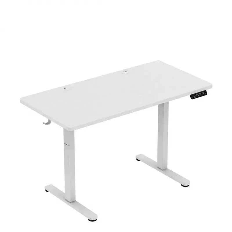 Gaming desk huzaro Hero 8.1 — white electric height-adjustable desk 120×60 cm, 720–1180 mm, 50 kg capacity, cable management