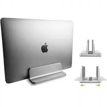Laptop stand TECHLY Vertical Aluminum Notebook Stand Silver for up to 17 inch (96×150×48 mm, 580 g)