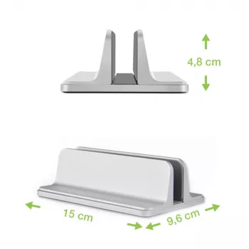 Laptop stand TECHLY Vertical Aluminum Notebook Stand Silver for up to 17 inch (96×150×48 mm, 580 g)