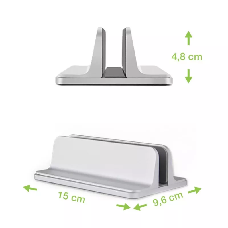 Laptop stand TECHLY Vertical Aluminum Notebook Stand Silver for up to 17 inch (96×150×48 mm, 580 g)