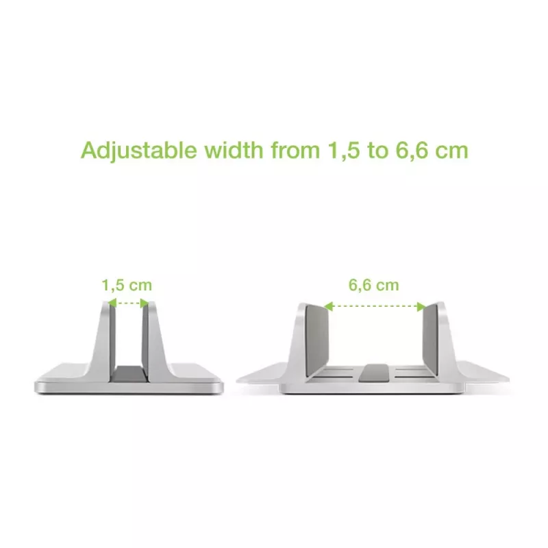 Laptop stand TECHLY Vertical Aluminum Notebook Stand Silver for up to 17 inch (96×150×48 mm, 580 g)
