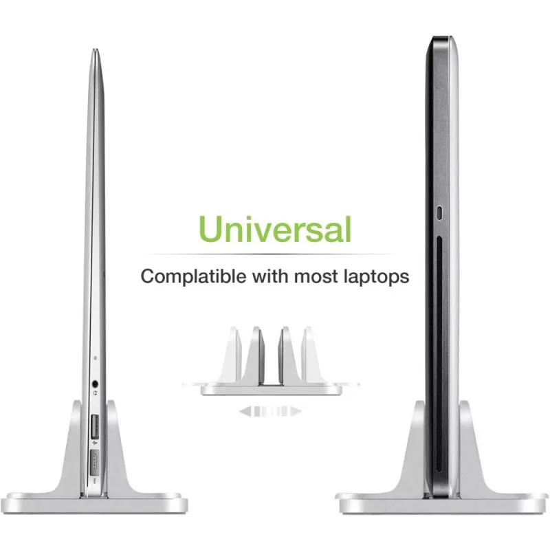 Laptop stand TECHLY Vertical Aluminum Notebook Stand Silver for up to 17 inch (96×150×48 mm, 580 g)