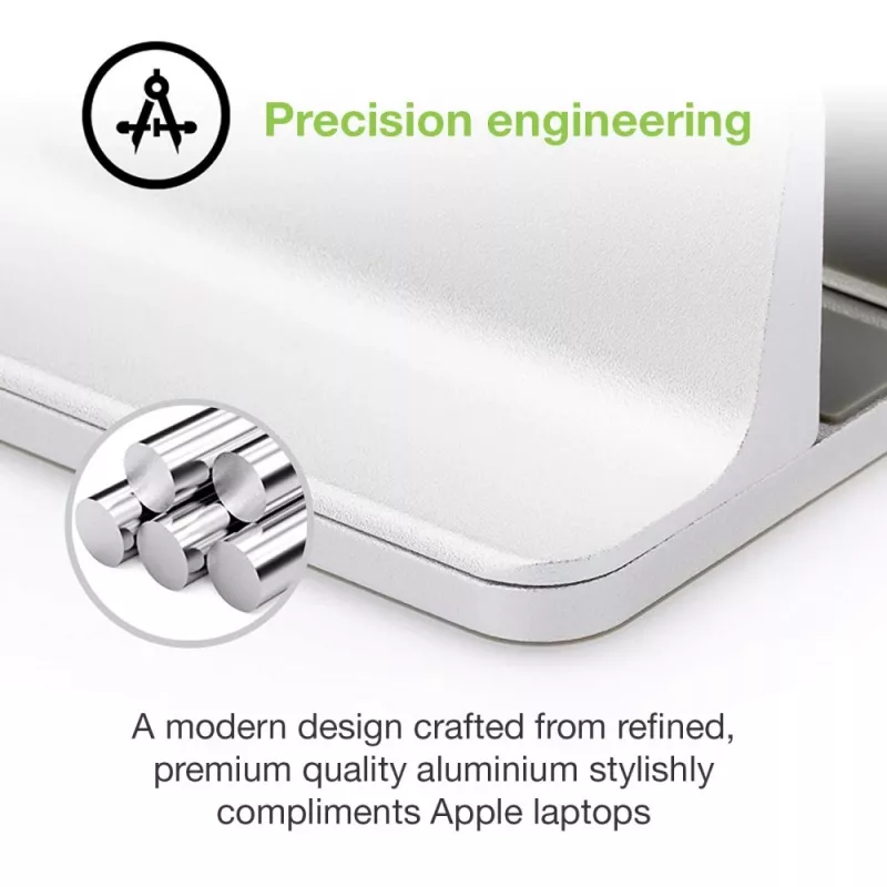 Laptop stand TECHLY Vertical Aluminum Notebook Stand Silver for up to 17 inch (96×150×48 mm, 580 g)
