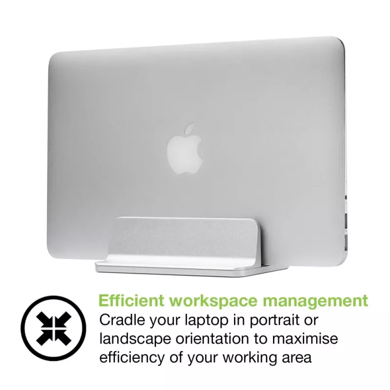Laptop stand TECHLY Vertical Aluminum Notebook Stand Silver for up to 17 inch (96×150×48 mm, 580 g)