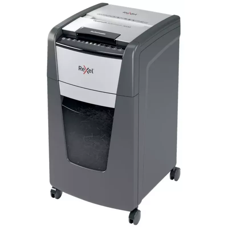 Rexel Optimum Auto+ 300M paper shredder Micro-cut shredding 55 dB 23 cm Black, Grey