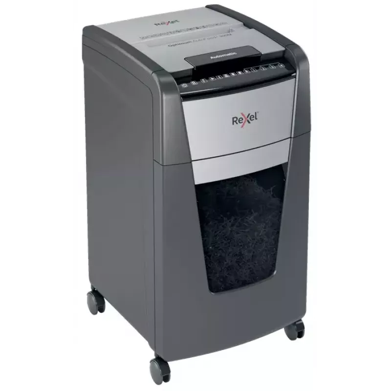 Rexel Optimum Auto+ 300M paper shredder Micro-cut shredding 55 dB 23 cm Black, Grey