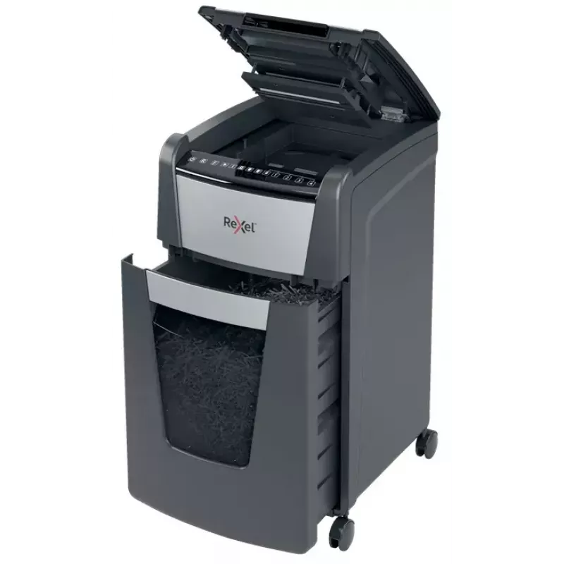 Rexel Optimum Auto+ 300M paper shredder Micro-cut shredding 55 dB 23 cm Black, Grey