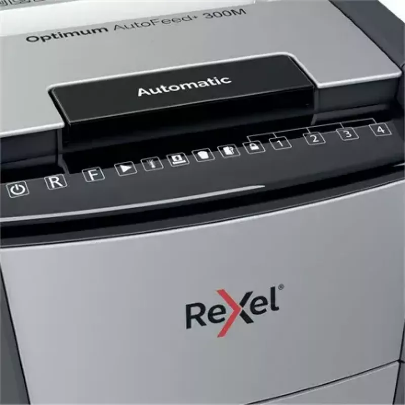 Rexel Optimum Auto+ 300M paper shredder Micro-cut shredding 55 dB 23 cm Black, Grey