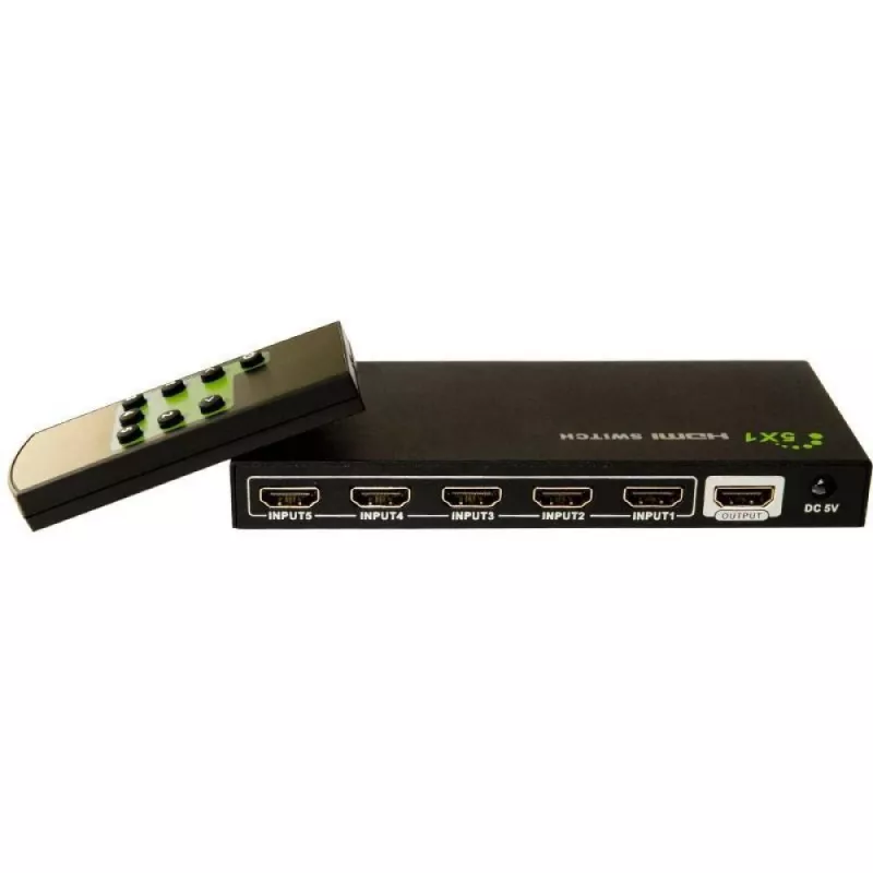 Techly 5 IN 1 OUT HDMI Switch with Remote Control, 4Kx2K, 3D IDATA HDMI-4K51