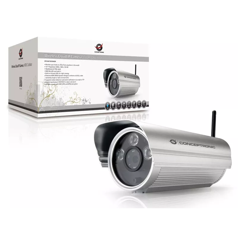 Conceptronic Wireless Cloud IP Camera, WDR, Outdoor, Bullet, China, 100 mm, 247 mm, 95 mm, 1.13 kg