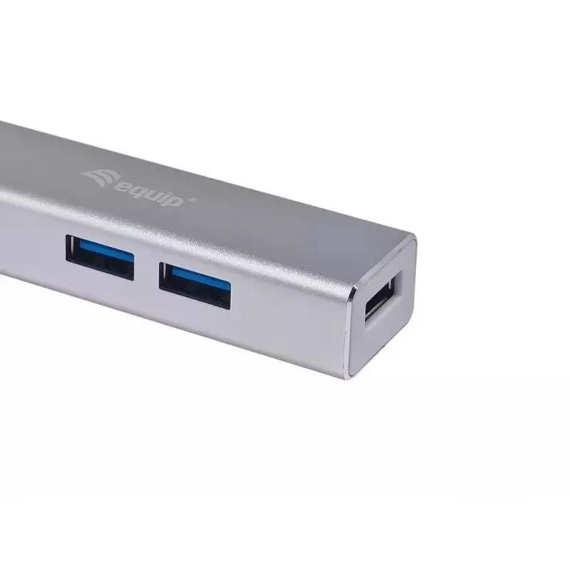Equip USB-C to 4-port USB 3.0 Hubs, USB 3.2 Gen 1 (3.1 Gen 1) Type-C, USB 3.2 Gen 1 (3.1 Gen 1) Type-A, 5000 Mbit/s, Silver, Aluminium, Windows 10, Windows 7, Windows 8