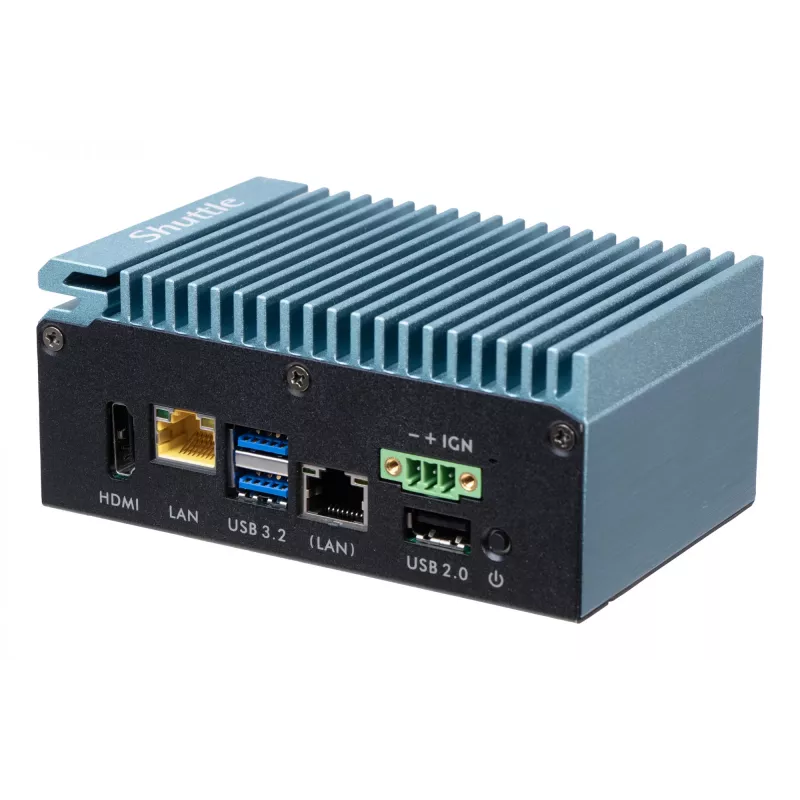Shuttle Edge PC SPCEL02 , Intel Celeron J6412, 1x HDMI, 2x 2.5G LAN, 1x COM, DIO (4x in, 4x out), 3x USB, 2x M.2, 12-24V, 24/7 permanent operation, fanless, incl. VESA & DIN-RAIL mount