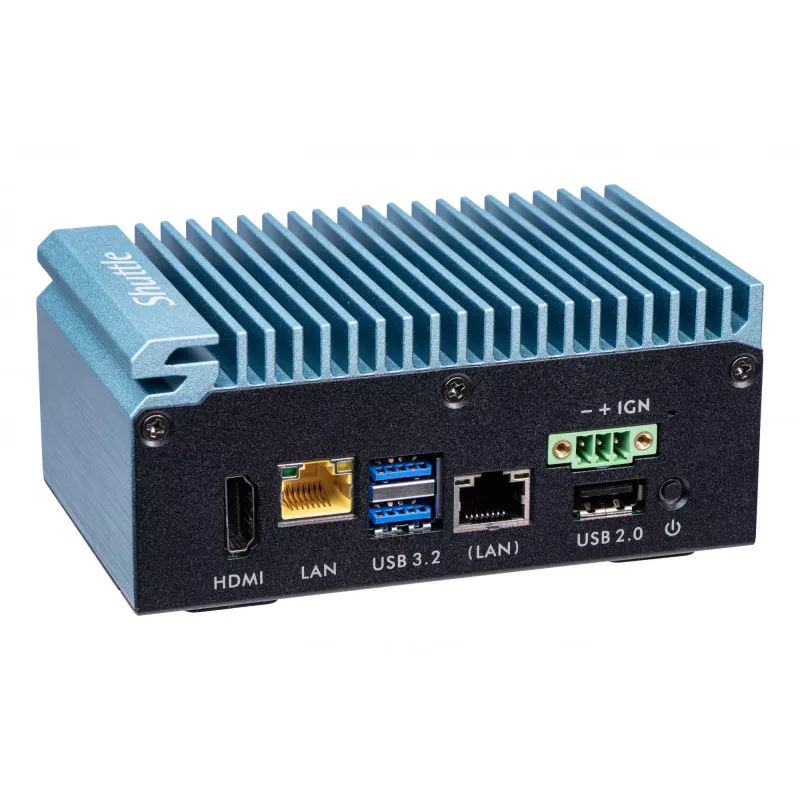 Shuttle Edge PC SPCEL02 , Intel Celeron J6412, 1x HDMI, 2x 2.5G LAN, 1x COM, DIO (4x in, 4x out), 3x USB, 2x M.2, 12-24V, 24/7 permanent operation, fanless, incl. VESA & DIN-RAIL mount