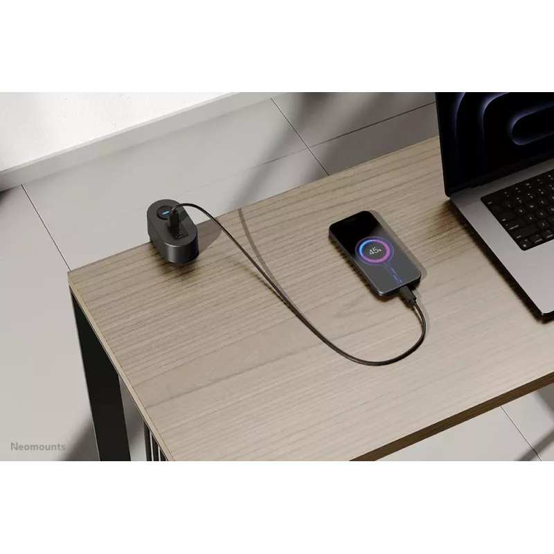 Neomounts DS22-840BL6 Desk socket with clamp and USB-C and USB-A ports - Quick charge
