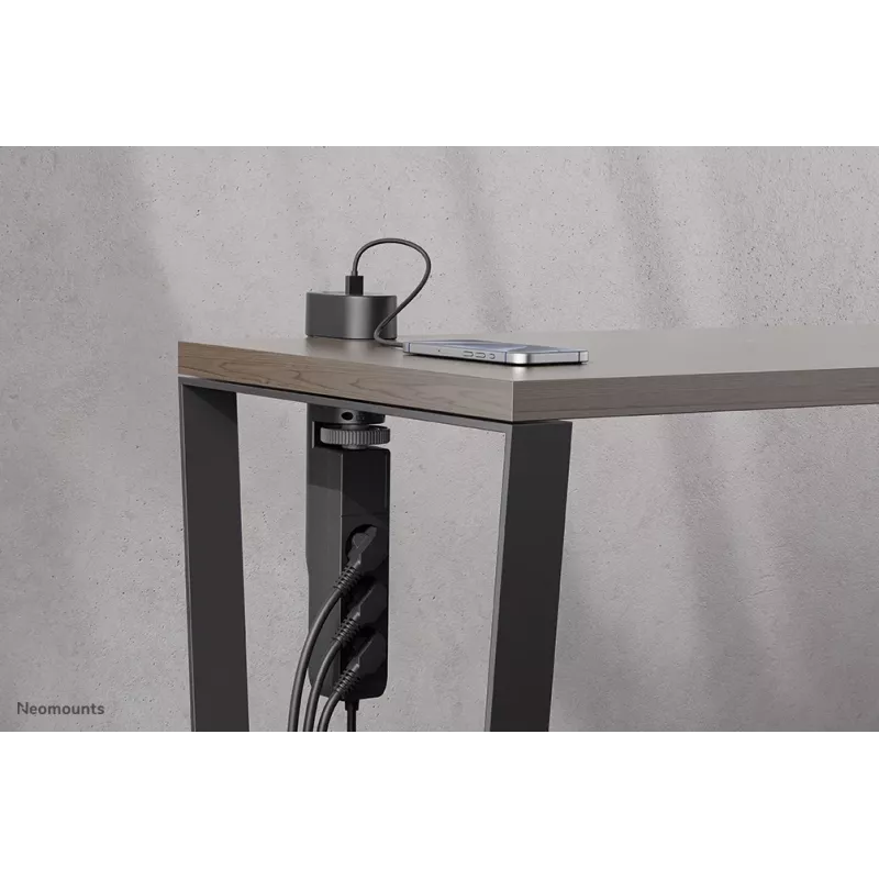 Neomounts DS22-840BL6 Desk socket with clamp and USB-C and USB-A ports - Quick charge