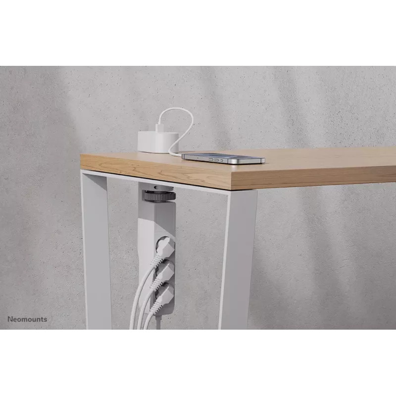 Neomounts DS22-840WH6 Desk socket with clamp and USB-C and USB-A ports - Quick charge