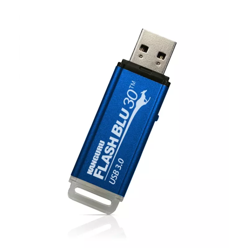 Kanguru FlashBlu30 SuperSpeed USB3.0 16GB |Secure Flash Drive| Physical Write Protect Switch | Windows “Ready Boost” compatible