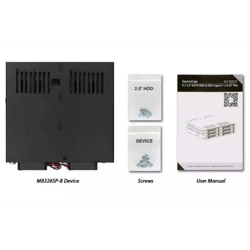 Disk Array Icy Dock MB326SP-B 0 TB Rack 1U Black