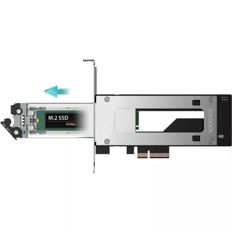 PCIe NVMe M.2 adapter card icy dock MB840M5P-B, black/silver