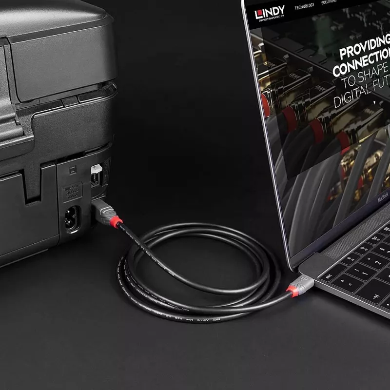 Lindy 3m USB 2.0 Type C to B Cable, Anthra Line, 3 m, USB C, USB B, USB 2.0, 0.48 Gbit/s, Black
