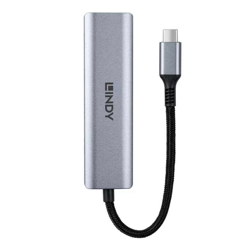 Lindy 4 Port USB 3.2 Gen 2 Type C Hub, USB 3.2 Gen 2 (3.1 Gen 2) Type-C, USB 3.2 Gen 2 (3.1 Gen 2) Type-C, 10000 Mbit/s, Grey, Aluminium, Plastic, Round cable