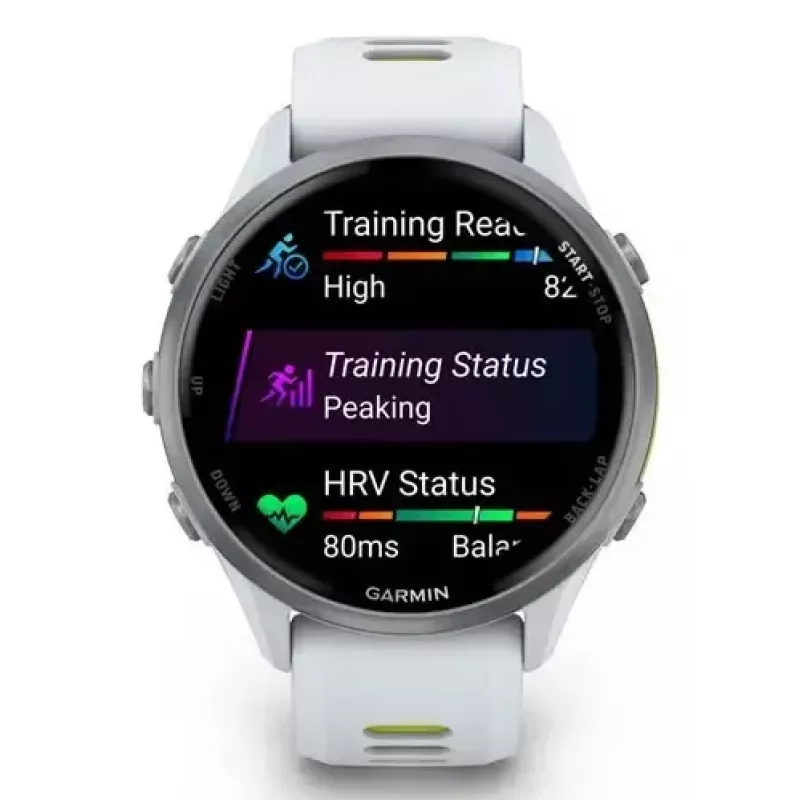 Smartwatch IFIT ICON Forerunner 970 — 1.4 inch (3.56 cm) AMOLED 454×454, GPS, Wi‑Fi, Titanium case, Silicone band (White/Yellow), 56 g