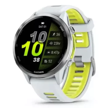 Smartwatch IFIT ICON Forerunner 970 — 1.4 inch (3.56 cm) AMOLED 454×454, GPS, Wi‑Fi, Titanium case, Silicone band (White/Yellow), 56 g