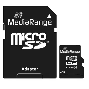 Memory Card MediaRange 4GB MicroSDHC Class 10 MR956