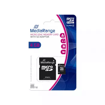 Memory Card MediaRange 4GB MicroSDHC Class 10 MR956