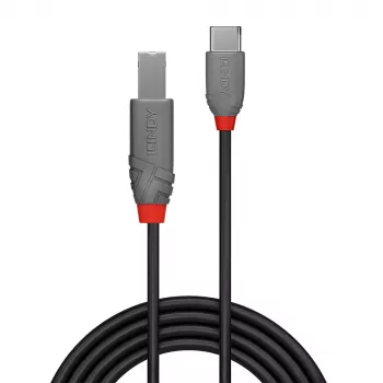 USB 2.0 Type C to B Cable Lindy 36940 0.5m Anthra Line