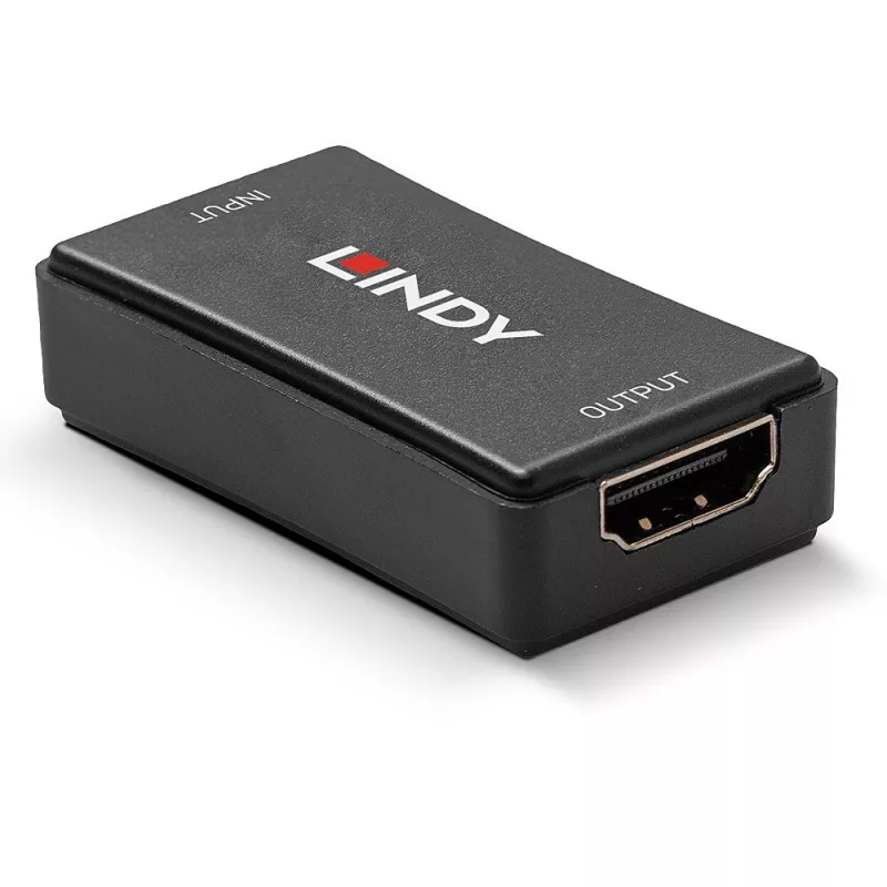 Lindy 50m HDMI 4K30 Repeater, HDCP 2.2, AV receiver, Wired, Black, HDCP