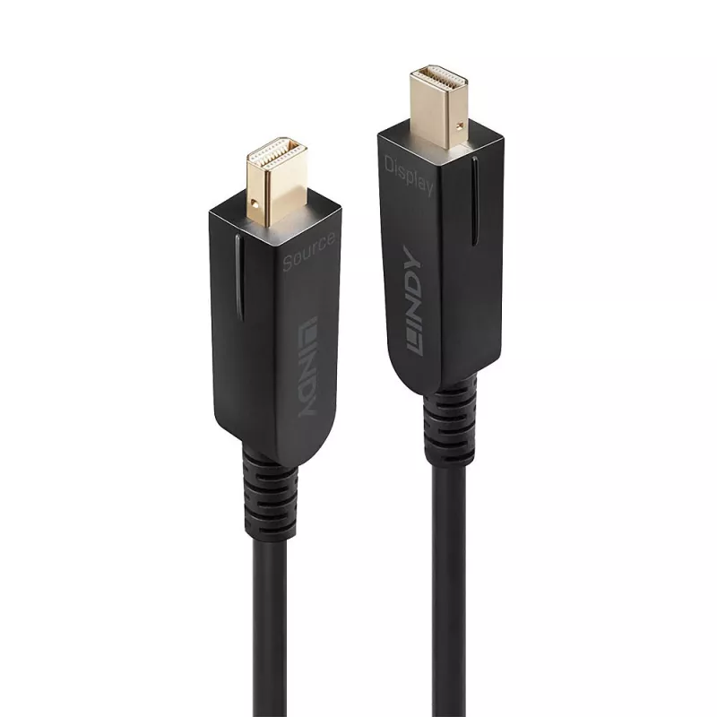 Lindy 20m Fibre Optic Hybrid Mini DisplayPort 1.4 Cable with Detachable DP Connectors