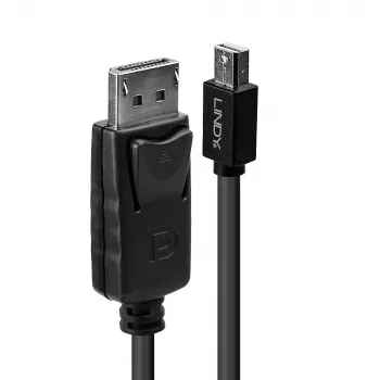 Lindy 3m Mini DisplayPort Male to DisplayPort Male, Black, 3 m, Mini DisplayPort, DisplayPort, Male, Male, 2560 x 1600 pixels