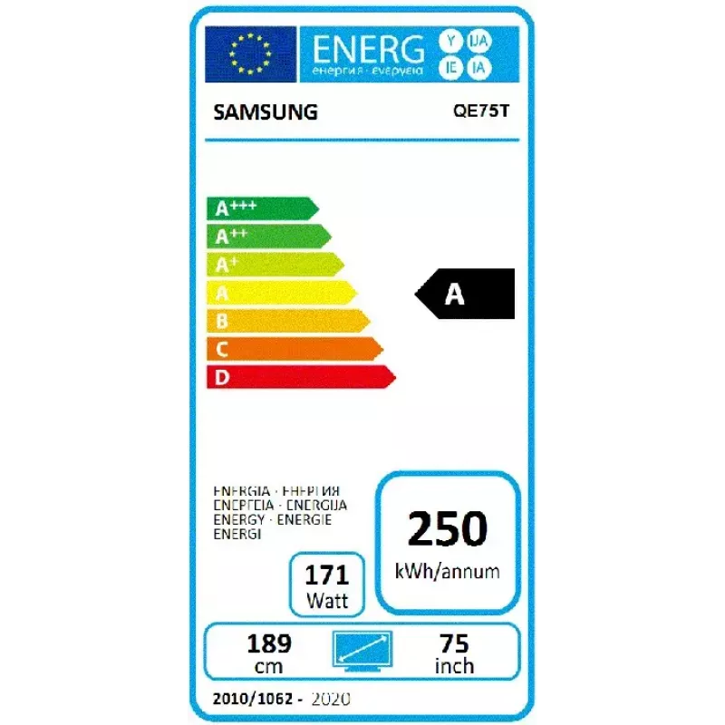 Samsung QE75T Digital signage flat panel 190.5 cm (75 inch) LCD 300 cd/m² 4K Ultra HD Black Tizen 4.0