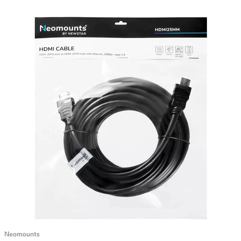 Neomounts HDMI25MM HDMI cable - 7.5 metres, 7.5 m, 10.2 Gbit/s, Black
