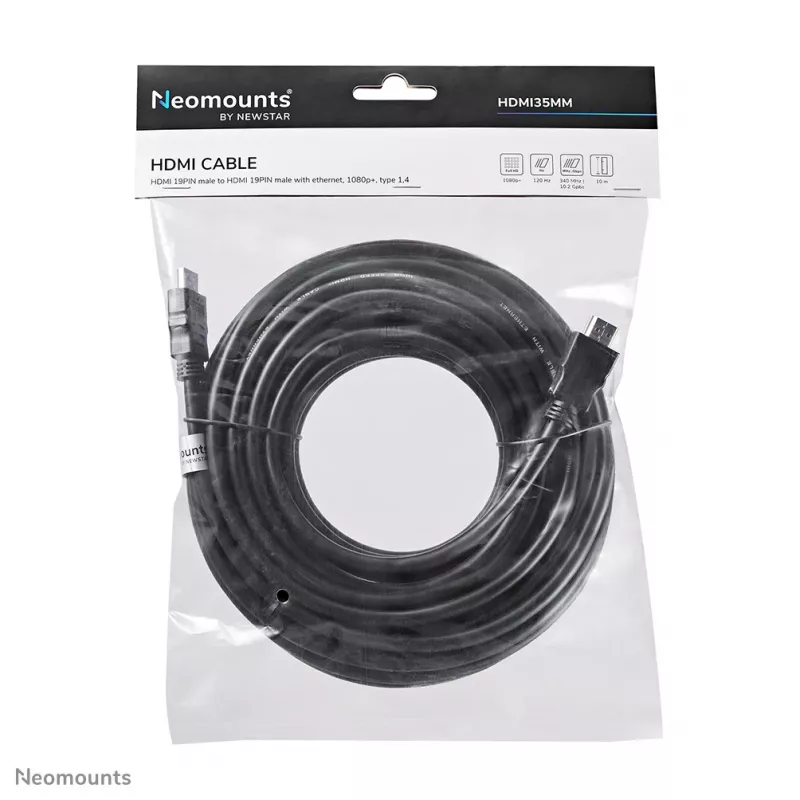 Neomounts HDMI35MM HDMI cable - 10 metres, 10 m, HDMI Type A (Standard), HDMI Type A (Standard), 10.2 Gbit/s, Black